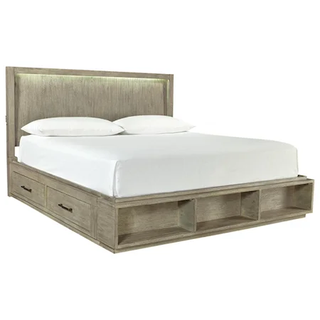 Contemporary Queen Platform Bed with 3-Way Touch Lighting